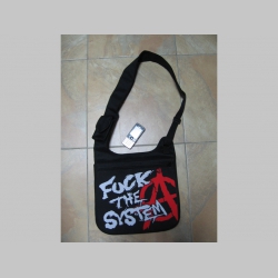 Fuck The system  pevná textilná taška cez plece, nastaviteľná 100%polyester cca.27x32x10cm